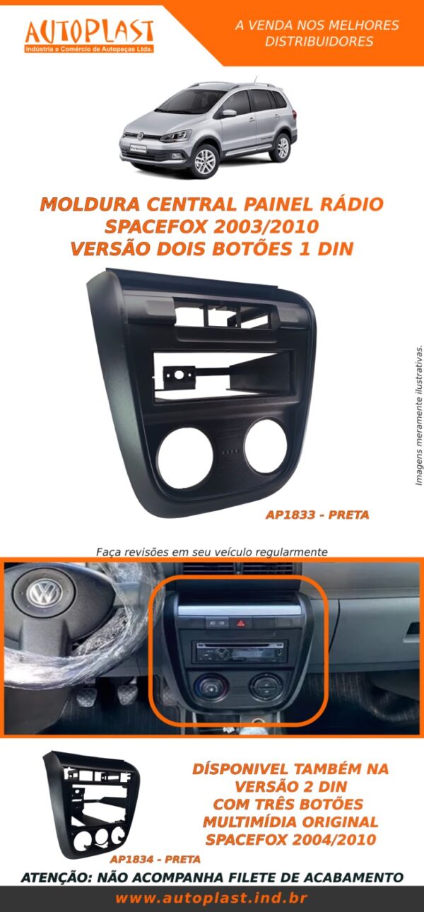 Moldura Central Painel Radio Vers O Dois Es Din Autoplast